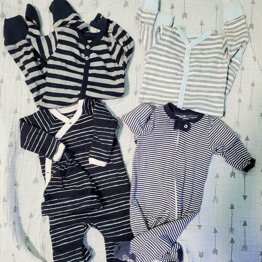 Burts Bees Baby Boy Footie Pajamas lot size 0-3